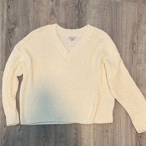American Eagle Outfitters Cream V-Neck Sweater